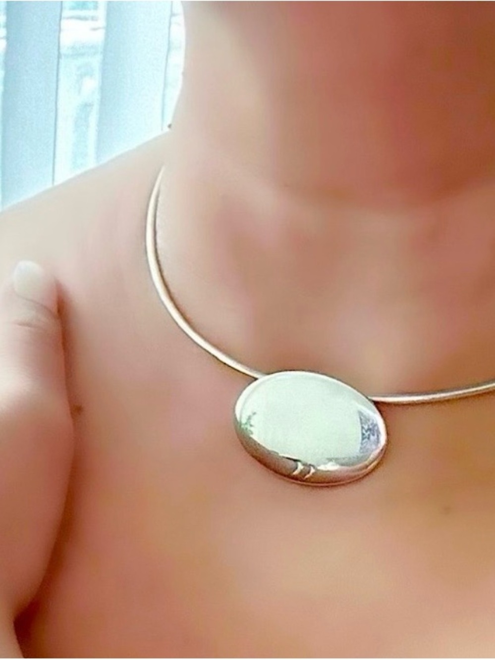 Tiffany & Co. XL oval tag wire necklace